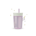 Full profile shot of the 15oz Plastic Tumbler 'Unicorn,' with a unicorn peeking its head from behind.